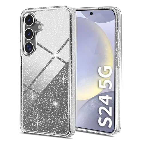 HuyxyTec Crystal Clear Hülle für Samsung Galaxy S24 5G Hülle (Anti-Vergilbung), dünne Militärqualität, stoßfeste Handyhülle, toller Grip Silikonhülle Transparent S24 Phone Cover, glänzend klar von HuyxyTec