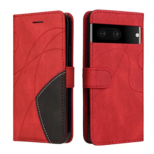 Google Pixel 7A 5G Wallet Case, Soft Leather Wallet Case Flip Folding Stoßfest Cover mit Kreditkartenfächern Ständer Magnetische Schutzhülle Kompatibel mit Google Pixel 7A 5G Handyhülle, Rot von Huzhide
