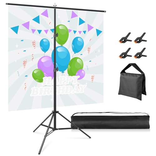 Hintergrund Ständer Hintergrundsystem Fotohintergrund Kit, Huzofexo mit Clips, Sandsack, Handtasche, Stabiles System Stand Kit für Party, Fotografie, Porträt, Fotostudio (2x2,6m) von Huzofexo