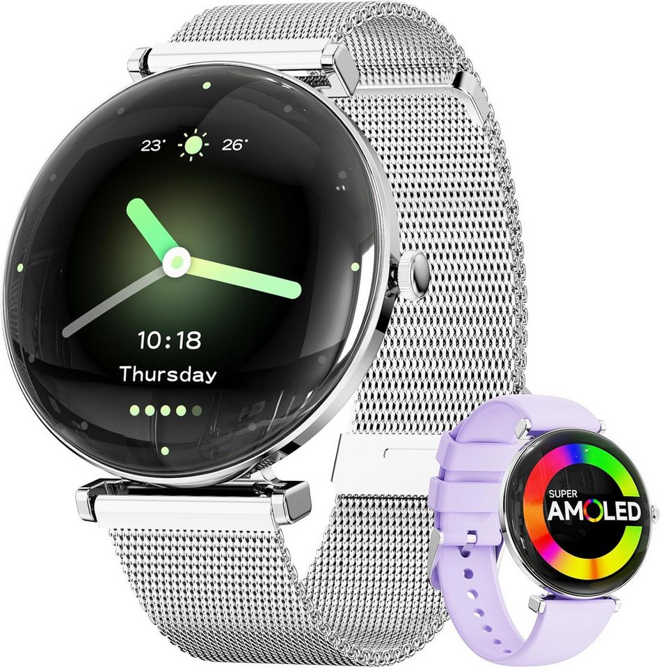 Hwagol Modernes Design & Vielseitigkeit mit stilvollem & modernen Funktionen Smartwatch (Android, iOS), Ergonomische mit langlebigem Lithium-Ionen-Akku, komfortablem Armband von Hwagol