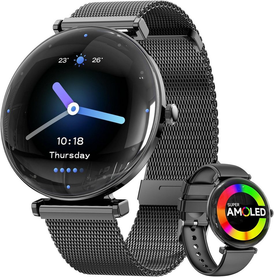 Hwagol Modernes Design & Vielseitigkeit mit stilvollem & modernen Funktionen Smartwatch (Android, iOS), Ergonomische mit langlebigem Lithium-Ionen-Akku, komfortablem Armband von Hwagol