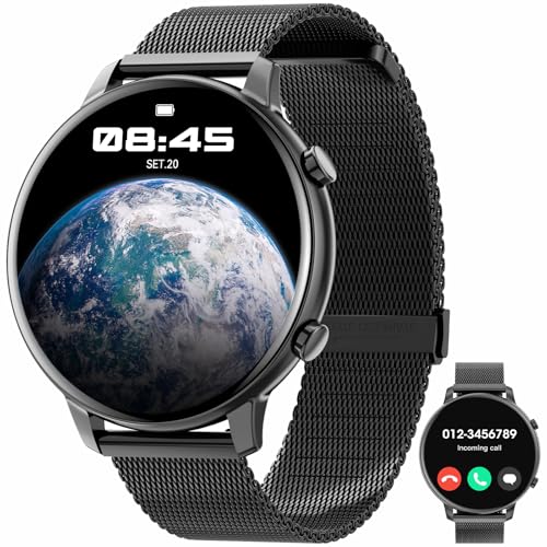 Hwagol Smartwatch (Annehmen/Telefonieren), 1,3 Zoll Fitness Tracker, Smartwatch Herzfrequenz/Schlafmonitor/Schrittzähler/Kalorien, 140+ Sportmodi, Wasserdicht Damen Herren Fitness Uhr für Android iOS von Hwagol