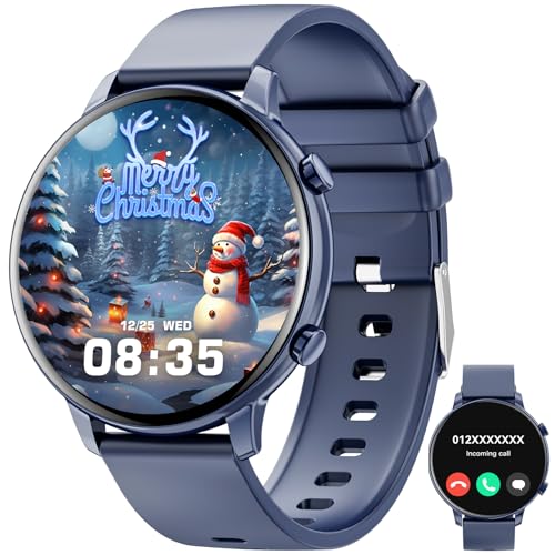 Hwagol Smartwatch (Annehmen/Telefonieren), 1,3 Zoll Fitness Tracker, Smartwatch Herzfrequenz/Schlafmonitor/Schrittzähler/Kalorien, 140+ Sportmodi, Wasserdicht Damen Herren Fitness Uhr für Android iOS von Hwagol