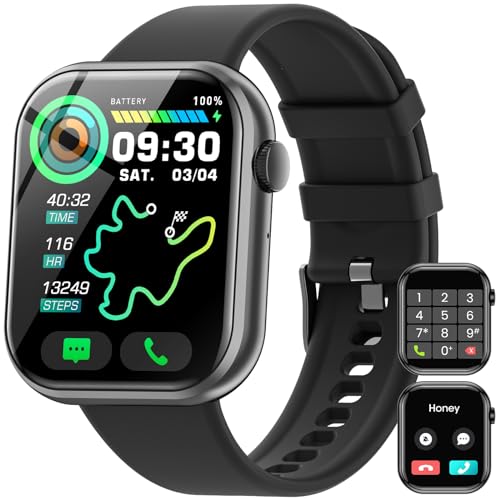 Hwagol Smartwatch Damen Herren, 1.85" Zoll Touchscreen Smart Watch mit Bluetooth Anrufe, Uhr Damen Herren mit 140+ Sportmodi SpO2 Pulsuhr Schlafmonitor Schrittzähler, Armbanduhr für iOS Android von Hwagol