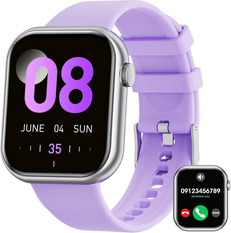 Hwagol mit BT Anrufe,140+ Sportmodi SpO2 Pulsuhr Schlafmonitor Schrittzähler Smartwatch (1,85 Zoll, Android, iOS), abh.carparts@gmail.com von Hwagol