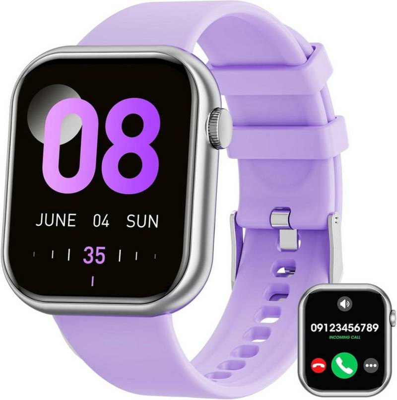 Hwagol mit BT Anrufe,140+ Sportmodi SpO2 Pulsuhr Schlafmonitor Schrittzähler Smartwatch (1,85 Zoll, Android, iOS), abh.carparts@gmail.com von Hwagol