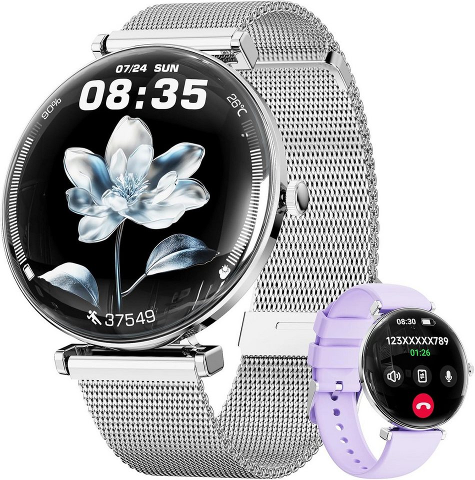 Hwagol mit Fitnessuhr, DIY Zifferblatt, Schlafüberwachung, Schrittzähler Smartwatch (1,43 cm, Android, iOS), mit schlaf und herzfrequenzmonitor 150 sportmodi und ip68 wasserschutz von Hwagol