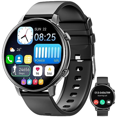 Smartwatch Damen Herren, 1.39" Zoll Touchscreen Smart Watch mit Bluetooth Anrufe, Uhr Damen Herren mit 140+ Sportmodi SpO2 Pulsuhr Schlafmonitor Schrittzähler, Armbanduhr für iOS Android von Hwagol