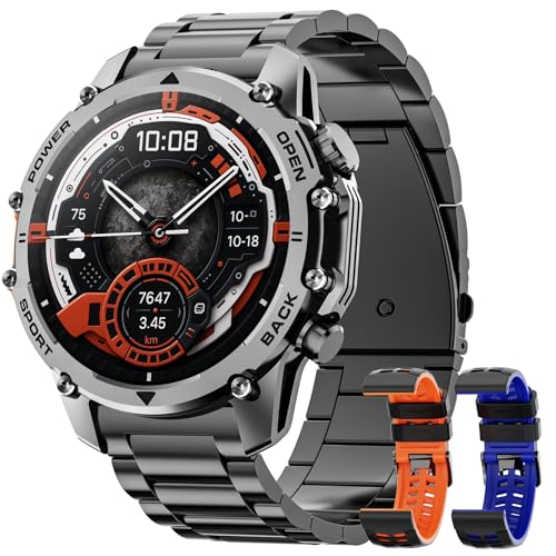 Smartwatch Herren,1.52" HD Smart Watch mit 500mAh Lange Akkulaufzeit, 114+ Sportmodi Militärischer Stil Fitnessuhr mit Herzfrequenz/Schrittzähler/Schlafmonitor/Taschenlampe Android iOS Mens Watches Smartwatch Herren,1.52" HD Smart Watch mit 500mAh Lange Akkulaufzeit, 114+ Sportmodi Militärischer Stil Fitnessuhr mit Herzfrequenz/Schrittzähler/Schlafmonitor/Taschenlampe Android iOS Mens Watches von Hwagol