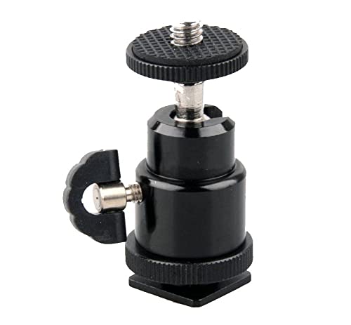 1/4 Zoll Mini 360° drehbarer Kugelkopf Kamerablitz Blitzschuhadapter Kugelkopf Stativkopfhalterung für DSLR-Kamera mit 1/4 Zoll Gewindeschraube von Hwamart
