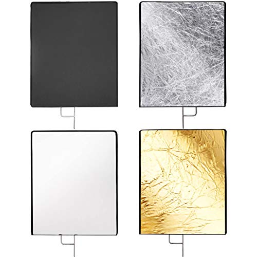 Hwamart Flag Panel 75x90cm 4in1 Studio Reflektor GOBO Flag-Panel (Schwarz/Weiß/Gold/Silber) Aluminium-Rahmen-Set von Hwamart