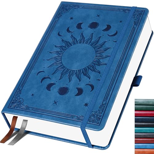 HwxBen Bullet Dotted Journal, Gepunktetes Notizbuch, 256 Seiten, 135gsm Tintenfestes Papier, PU Hard Cover, Elastisches Band, Innentasche, Für Arbeit, Büro und Schule, 14,5 x 21 cm (Blau) von HwxBen