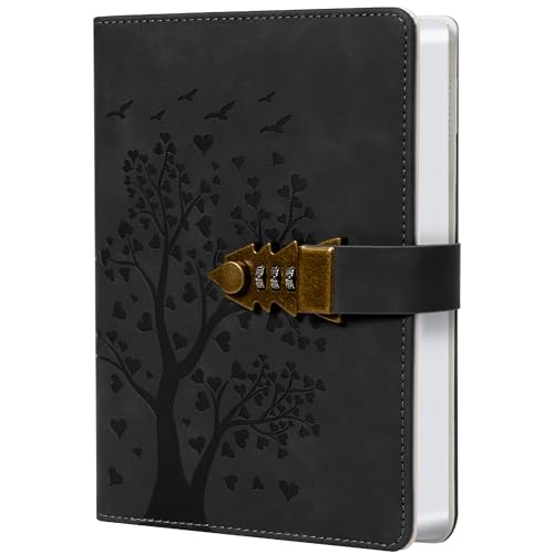 HwxBen Herz Baum Tagebuch mit Schloss - Seegrün - 244 Seiten, DIN A5 (5,8" x 8,4"), mit Zahlenschloss und Lesezeichen, perfekt für kreative Organisation. von HwxBen