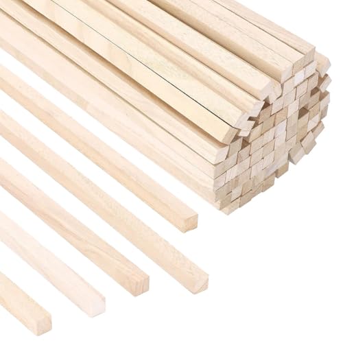 Hxhsgmeh 70 Stück 1,27 X 30,5 cm Balsaholzstäbe, Quadratische Holzdübelstangen, Unbehandelte Balsaholzstreifen, Holzstäbe zum Basteln von Hxhsgmeh