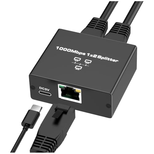 Hxhsgmeh Ethernet Splitter 1 zu 2 Hochgeschwindigkeits-Ethernet-Switch 1000Mbps 2-Port-Gigabit-Ethernet-Splitter Splitter mit Netzkabel Hxhsgmeh Ethernet Splitter 1 zu 2 Hochgeschwindigkeits-Ethernet-Switch 1000Mbps 2-Port-Gigabit-Ethernet-Splitter Splitter mit Netzkabel von Hxhsgmeh