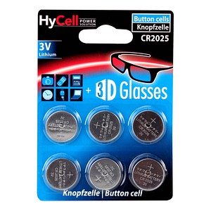 6 HyCell Knopfzellen CR2025 3,0 V von HyCell