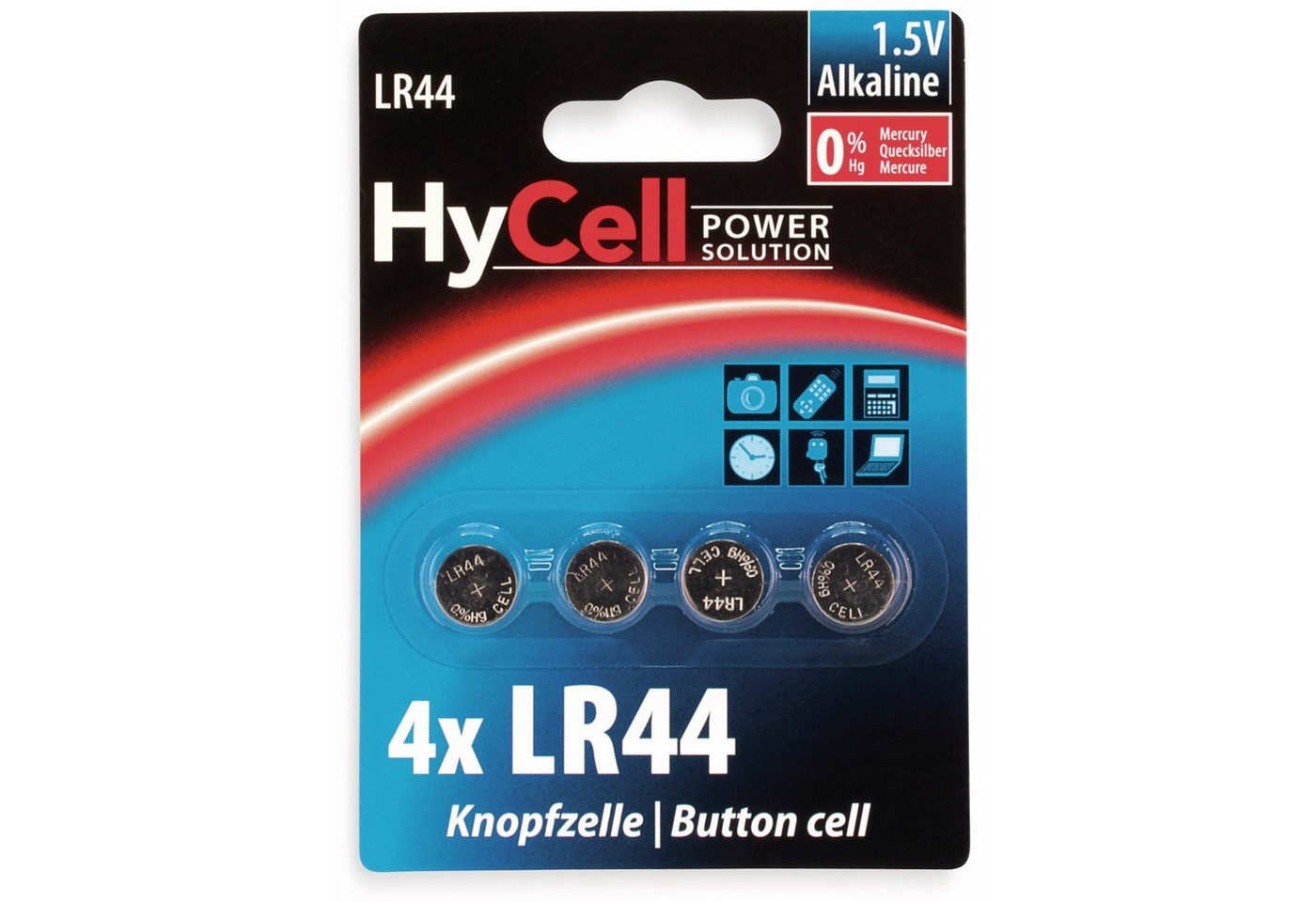 HyCell HYCELL Knopfzelle LR44, Alkaline, 1,5 V-, 4 Stück Batterie HyCell HYCELL Knopfzelle LR44, Alkaline, 1,5 V-, 4 Stück Batterie von HyCell