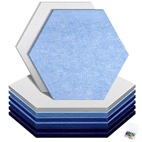 HyFanStr 8 Stück Aktualisierung Groß Pinnwand, Selbstklebende Bulletin Board Korkplatte mit 30 Stück Pushpins, Bulletin Tafeln Heimdekoration Wanddeko für Notizen Büro Blau Grau von HyFanStr