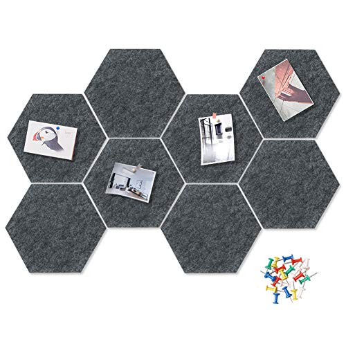 HyFanStr Filz-Pinnwand, Hexagon-Memoboard zum Selbergestalten, mit 20 Pinnnadeln, dekorative Filzwand für Büro, Schlafzimmer von HyFanStr