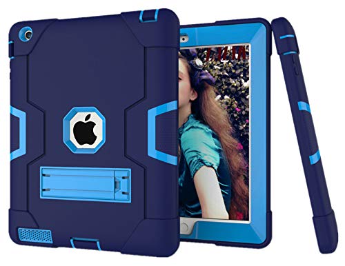 HyFone Hülle für iPad 2 3 4 - Robust Stoßfest Schwerlast Dauerhaft Ganzkörperschutz Schutzhülle Case Cover für iPad A1395 A1396 A1397 A1416 A1430 A1403 A1458 A1459 A1460 - [Marineblau/Blau] von HyFone