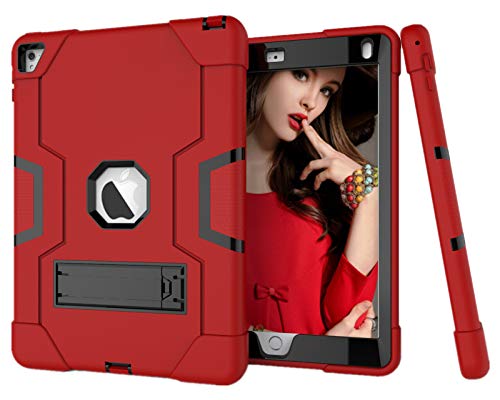 HyFone Hülle für iPad Air 2 iPad Pro 9.7" - Robust Stoßfest Schwerlast Dauerhaft Ganzkörperschutz Schutzhülle Case Cover für iPad A1566 A1567 A1673 A1674 A1675 - [Rot/Schwarz] von HyFone