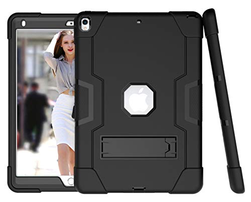 HyFone Hülle für iPad Air 3 2019 & iPad Pro 10.5" - Robust Stoßfest Schwerlast Dauerhaft Ganzkörperschutz Schutzhülle Case Cover für iPad A2152 A2123 A2153 A1701 A1709 - [Schwarz/Schwarz] von HyFone