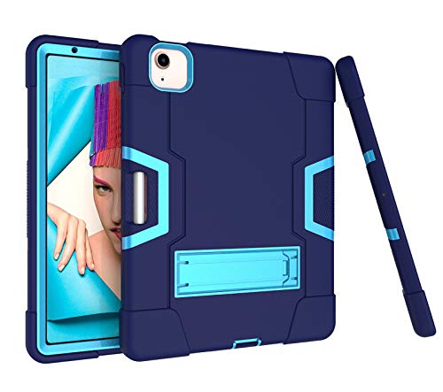 HyFone Hülle für iPad Air 4 10.9" 2020, Schwerlast Stoßfest Robust Langlebig Dauerhaft Ganzkörperschutz Schutzhülle Ständer Case Cover für A2072 A2316 A2324 A2325, Marineblau/Blau von HyFone