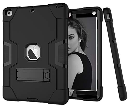 HyFone Hülle für iPad Air 9.7" - Robust Stoßfest Schwerlast Dauerhaft Ganzkörperschutz Schutzhülle Case Cover für iPad A1474 A1475 A1476 - [Schwarz/Schwarz] von HyFone