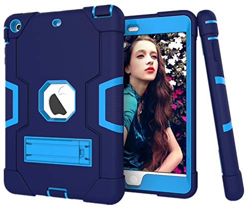 HyFone Hülle für iPad Mini 1 2 3 - Robust Stoßfest Schwerlast Dauerhaft Ganzkörperschutz Schutzhülle Case Cover für iPad A1432 A1454 A1455 A1489 A1490 A1491 A1599 A1600 - [Marineblau/Blau] von HyFone