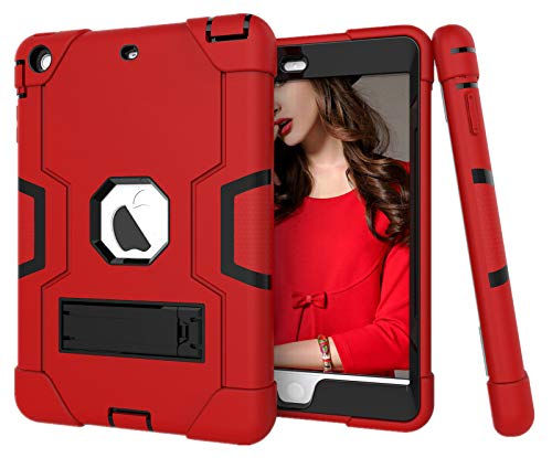 HyFone Hülle für iPad Mini 1 2 3 - Robust Stoßfest Schwerlast Dauerhaft Ganzkörperschutz Schutzhülle Case Cover für iPad A1432 A1454 A1455 A1489 A1490 A1491 A1599 A1600 - [Rot/Schwarz] von HyFone