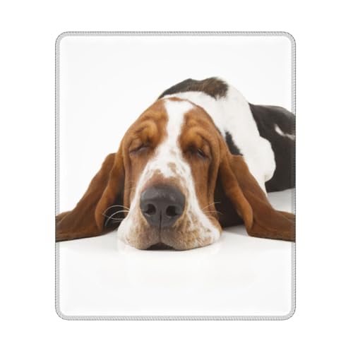 Hyaszst Basset Hound isoliert, Quadratisches Mauspad, rutschfestes, wasserdichtes Mauspad von Hyaszst