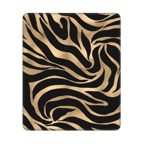 Hyaszst Eleganter Metallic-Gold-Zebra-Schwarz-Tierdruck, Quadratisches Mauspad, rutschfestes, wasserdichtes Mauspad Hyaszst Eleganter Metallic-Gold-Zebra-Schwarz-Tierdruck, Quadratisches Mauspad, rutschfestes, wasserdichtes Mauspad von Hyaszst
