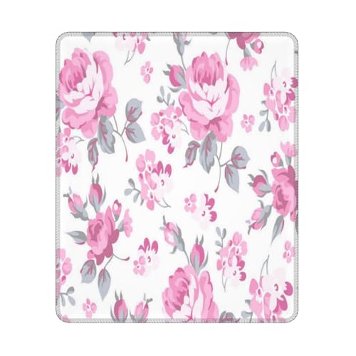 Hyaszst Shabby Chic Blumenmuster Rosa Blassrosa Weiß, Quadratisches Mauspad, rutschfestes, wasserdichtes Mauspad Hyaszst Shabby Chic Blumenmuster Rosa Blassrosa Weiß, Quadratisches Mauspad, rutschfestes, wasserdichtes Mauspad von Hyaszst