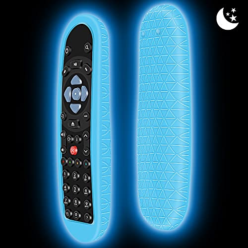 Schutzhülle für Sky Q Fernbedienung EC101/Non-Touch Original Smart TV Universal Ersatz Fernbedienungen, Silikon Hülle Cover Case Anti-Rutsch Stoßfest für Sky Q/Silber/Mini Box Remote (Glow Blue) von Hydream