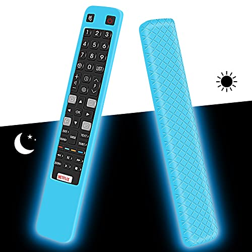 Silikon Hülle Schutzhülle für TCL RC802N ARC802N YUI2 YUI1 YLI2 Fernbedienung Ersatz Cover Case Anti-Rutsch für Thomson Ersatzfernbedienung Smart Android TV 4K LCD QLED Remote Control (Glow Blue) von Hydream