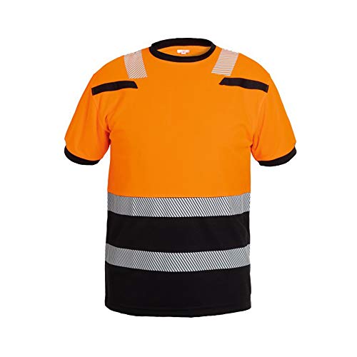 Hydrowear 040465OB-XL TULSA Trendy High Visible Line T-Shirt, Hi-Vis Orange/Black, Größe XL von Hydrowear