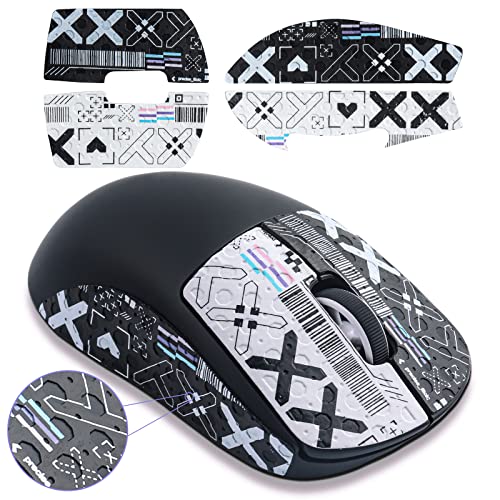 Hyekic Mouse Grip Tape fit for Logitech G PRO X Superlight, 4pcs Anti-Slip Gaming Mouse Skins Self-Adhesive Pre-Cut Stickers-Sweat Resistant-Easy to Use-Professional Mice Upgrade Kit(Black White) von Hyekic