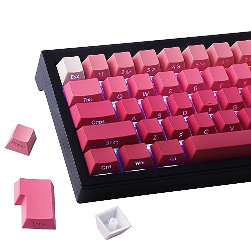 Keycaps PBT Custom Keycaps 135 Tasten Transparent Letter Side Engraved Red Gradient Backlit Keycaps ANSI&ISO Layout für Cherry MX Switches Mechanische Tastaturen (Cherry Profile) von Hyekic