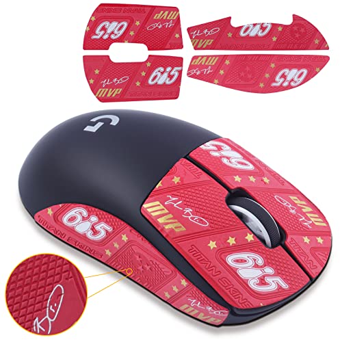 Mouse Grip Tape Suitable for Logitech G PRO X Superlight Non-Slip Gaming Mouse Pre-Cut Self-Adhesive Stickers Sweat Resistant Easy to Use Professional Mouse Upgrade Kit (Red) von Hyekic