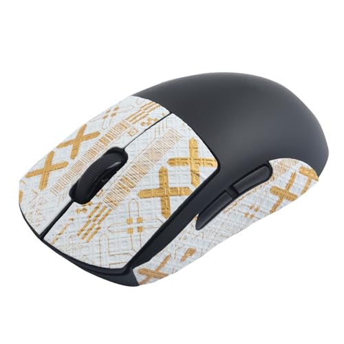 Hyekic Mouse Grip Tape fit for Logitech G PRO X Superlight, 4pcs Anti-Slip Gaming Mouse Skins Self-Adhesive Pre-Cut Stickers-Sweat Resistant-Easy to Use-Professional Mice Upgrade Kit(White Gold) von Hyekic