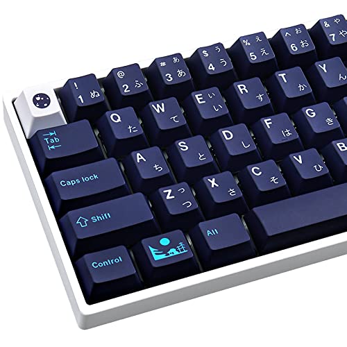 Hyekit PBT Tastenkappen, 134 Tasten, blaue Hell-Tastenkappen, Farbsublimation, japanische Tastenkappen für Cherry Gateron MX Switches mechanische Tastatur, 6.25u und 7u Leertaste von Hyekit