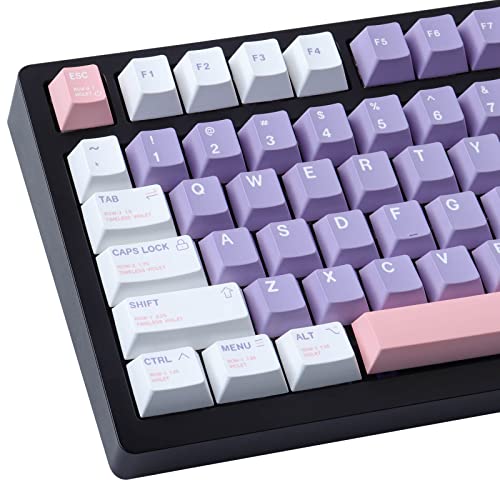 Hyekit Violette Tastenkappen, 134 Tasten Set mit 6.25u 7u Leertaste PBT Cherry Profil Tastenkappen mit Tastenkappenabzieher Geeignet für Gateron Cherry MX Switch ANSI Layout Mechanische Tastaturen von Hyekit