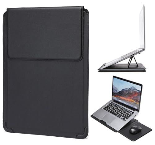 Hyfant Laptop-Hülle mit klappbarem Ständer und Mauspad 13-14 Zoll Leder Laptop-Tasche Notebook Schutzhülle Slim Bag für MacBook Air/Pro Dell Lenovo ThinkPad HP Samsung Asus von Hyfant