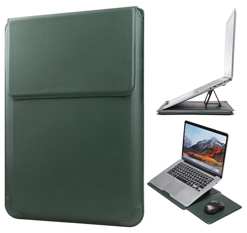 Hyfant Laptop-Hülle mit klappbarem Ständer und Mauspad 13-14 Zoll Leder Laptop-Tasche Notebook Schutzhülle Slim Bag für MacBook Air/Pro Dell Lenovo ThinkPad HP Samsung Asus von Hyfant