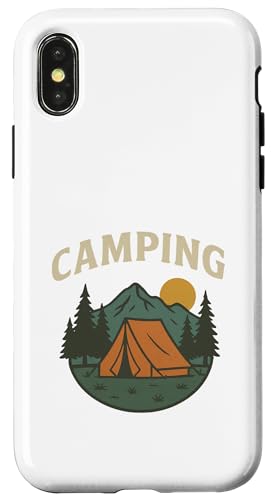 Retro Camping Natur Szene mit Outdoor Exploration Hülle für iPhone X/XS von HyggeGoods