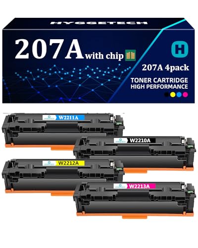 Hyggetech 207A Mit chip Kompatibler Toner Ersatz für HP 207A Toner 207X Multipack für HP Color Laserjet Pro M283fdw M255dw M282nw M283fdn M255nw M255 M282 M283 W2210A W2211A W2212A W2213A von Hyggetech