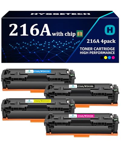 Hyggetech 216A Toner Mit chip Kompatibel mit HP 216A Toner Set W2410A W2411A W2412A W2413A für HP Color Laserjet Pro M183fw M182 M183 M182n M182nw M155a M155nw BK/C/M/Y von Hyggetech