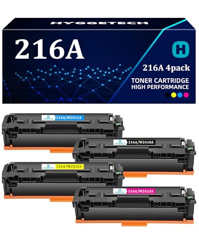 Hyggetech 216A Toner No Chip Kompatibel mit HP 216A Toner Set für HP Color Laserjet Pro M183 / M182 M183fw M182n M182nw M155a M155nw W2410A W2411A W2412A W2413A BK/C/M/Y von Hyggetech