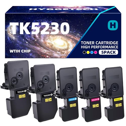 Hyggetech TK5230 TK-5230 5er Toner kompatibel mit Kyocera TK5230 TK-5230K TK-5230C TK-5230Y TK-5230M für Kyocera Ecosys M5521cdw P5021cdn P5021cdw (2 Schwarz Cyan Gelb Magenta, 5er-Pack) von Hyggetech