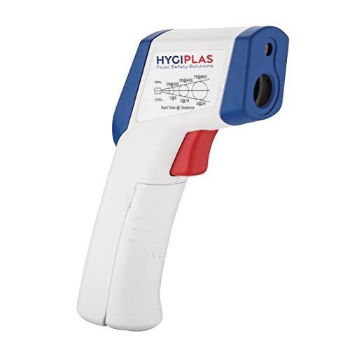 Hygiplas Infrarot-Thermometer Mini, Weiß, Bereich: -20 °C bis 320 °C, berührungslose Temperaturmessung, Messung von Flüssigkeiten und Feststoffen, LCD-Display, inklusive 9-V-Batterie, GL267 Hygiplas Infrarot-Thermometer Mini, Weiß, Bereich: -20 °C bis 320 °C, berührungslose Temperaturmessung, Messung von Flüssigkeiten und Feststoffen, LCD-Display, inklusive 9-V-Batterie, GL267 von Hygiplas
